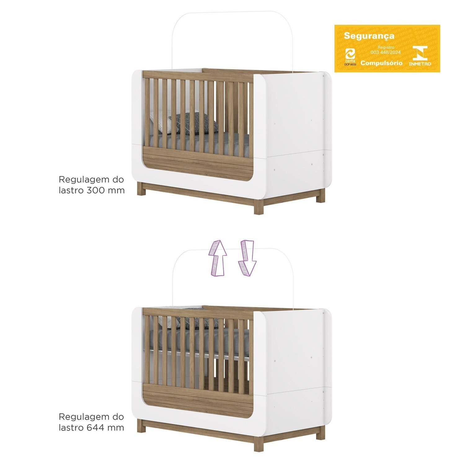 Encontraproduto.com.br - Conjunto Quarto De Bebê Berço 2 Em 1 E Guarda-roupa Sophia Espresso Móveis Branco E Jequitibá Hp