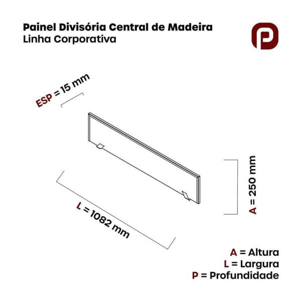 Encontraproduto.com.br - Painel Divisor Central Pdcc110 108 X 25 Cinza
