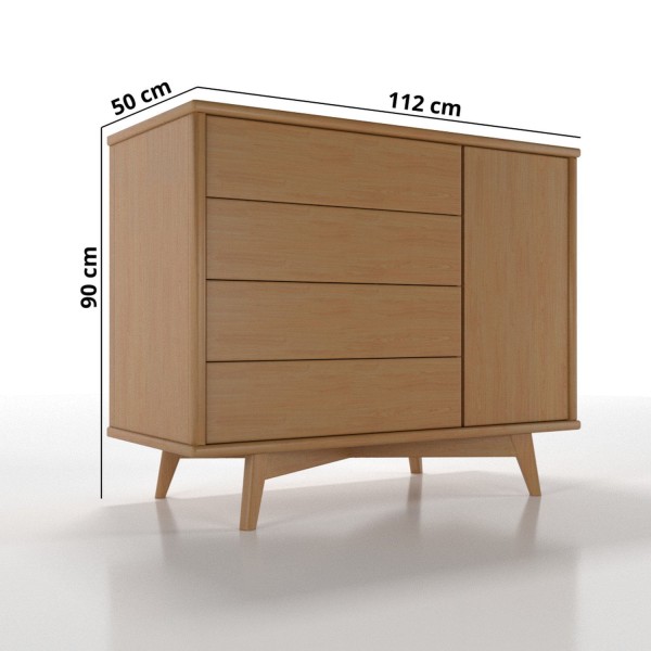 Encontraproduto.com.br - Cômoda Infantil 1 Porta 4 Gavetas Zen Nogueira