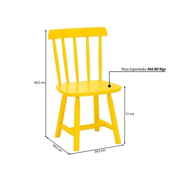 Encontraproduto.com.br - Mesa Infantil com 2 cadeiras Mariah Madeira Maciça e Laca Casatema Branco/Amarelo