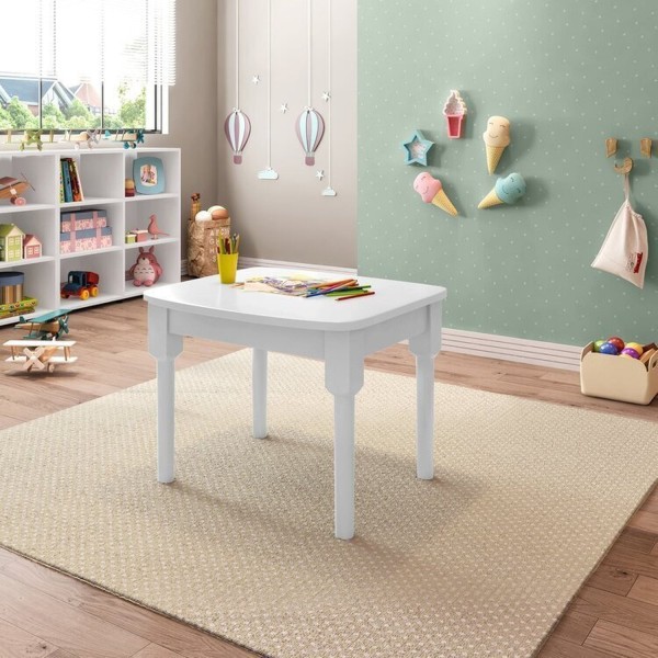 Encontraproduto.com.br - Mesa Infantil com 2 cadeiras Mariah Madeira Maciça e Laca Casatema Branco