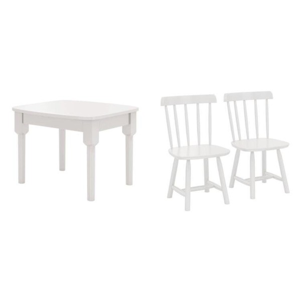 Encontraproduto.com.br - Mesa Infantil com 2 cadeiras Mariah Madeira Maciça e Laca Casatema Branco