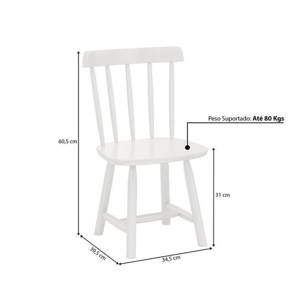 Encontraproduto.com.br - Mesa Infantil com 2 cadeiras Mariah Madeira Maciça e Laca Casatema Branco