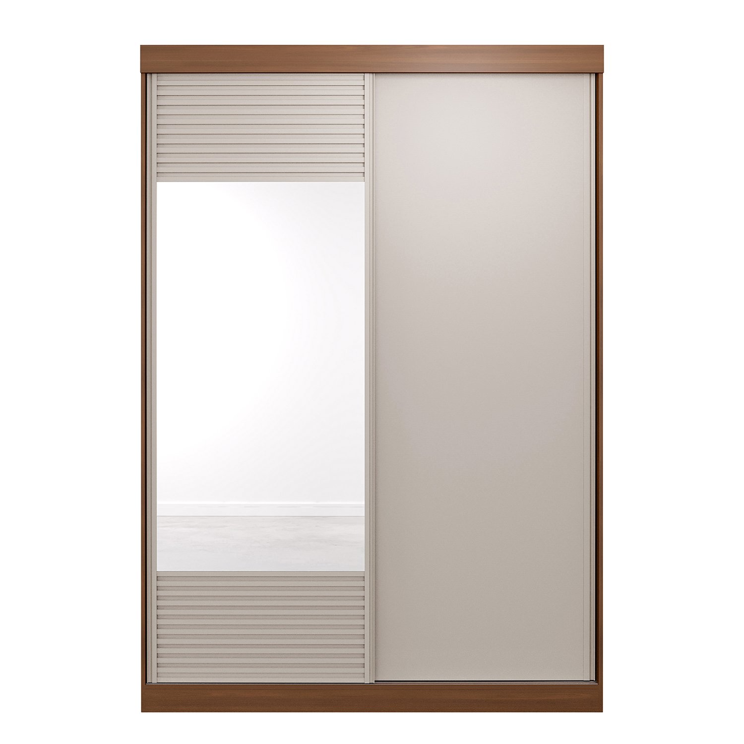 Encontraproduto.com.br - Guarda-roupa Solteiro 2 Portas 1 Porta Com Espelho Samambaia Cabecasa Madeiramadeira Freijó/off White