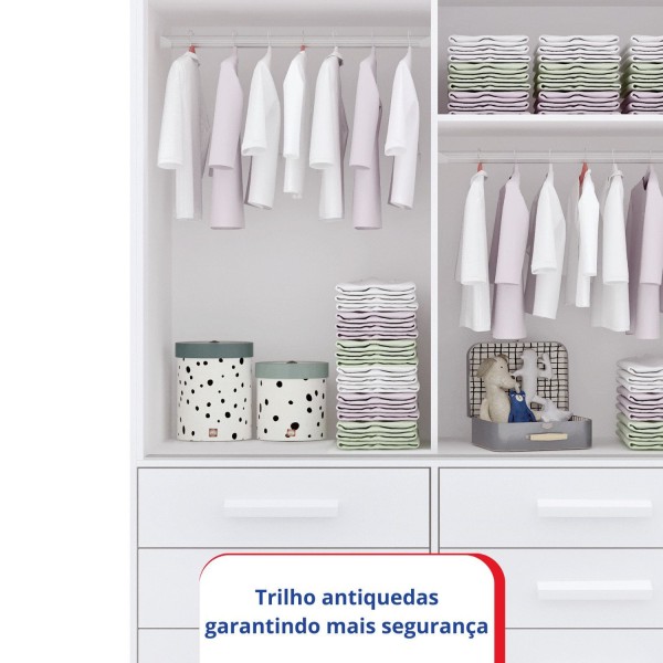 Encontraproduto.com.br - Guarda-Roupa Infantil 02 Portas de Correr com Espelho Carrossel Branco