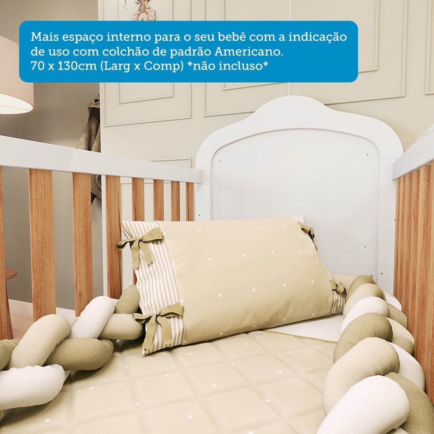 Encontraproduto.com.br - Berço Mini Cama 3 em 1 100% Mdf Maya Espresso Móveis Branco Brilho/Amêndoa