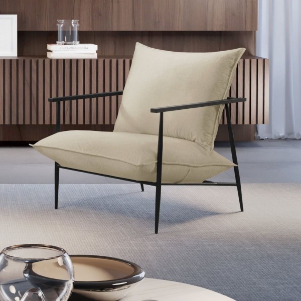 Poltrona Metal Industrial Agatha Luxo Off White