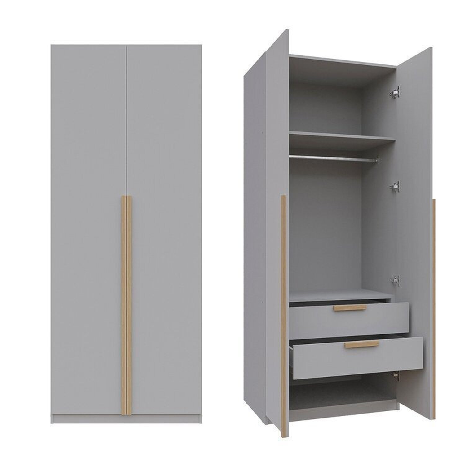 Encontraproduto.com.br - Guarda Roupa Modular 80cm Com Portas e Gaveteiro Jade Cabecasa Cinza Urbano