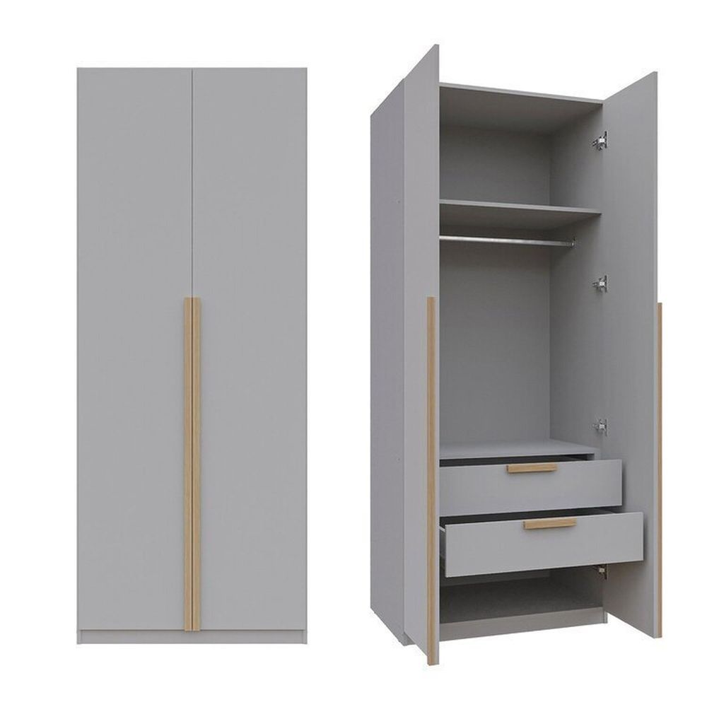 Encontraproduto.com.br - Guarda Roupa Modular 80cm Com Portas e Gaveteiro Jade Cabecasa Cinza Urbano