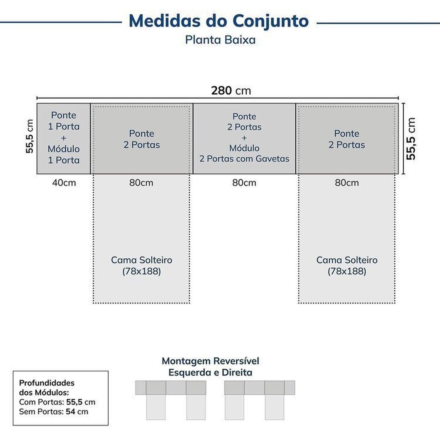 Encontraproduto.com.br - Guarda-Roupa Modular 6 Peças 10 Portas Jade CabeCasa MadeiraMadeira Cinza Urbano
