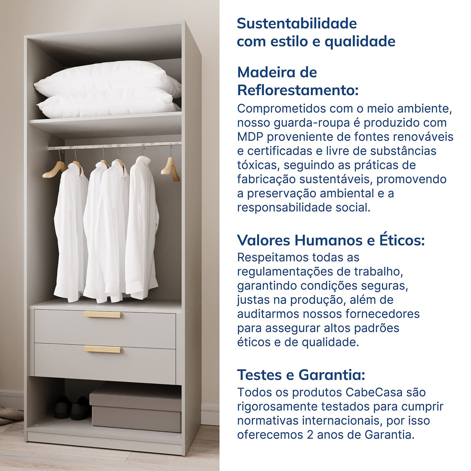Encontraproduto.com.br - Guarda-Roupa Modular 6 Peças 10 Portas Jade CabeCasa MadeiraMadeira Cinza Urbano