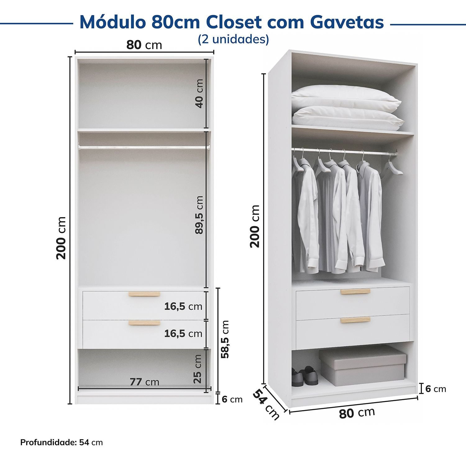 Encontraproduto.com.br - Guarda-roupa Modular 3 Peças sem Portas Jade Cabecasa Madeiramadeira Branco Fosco