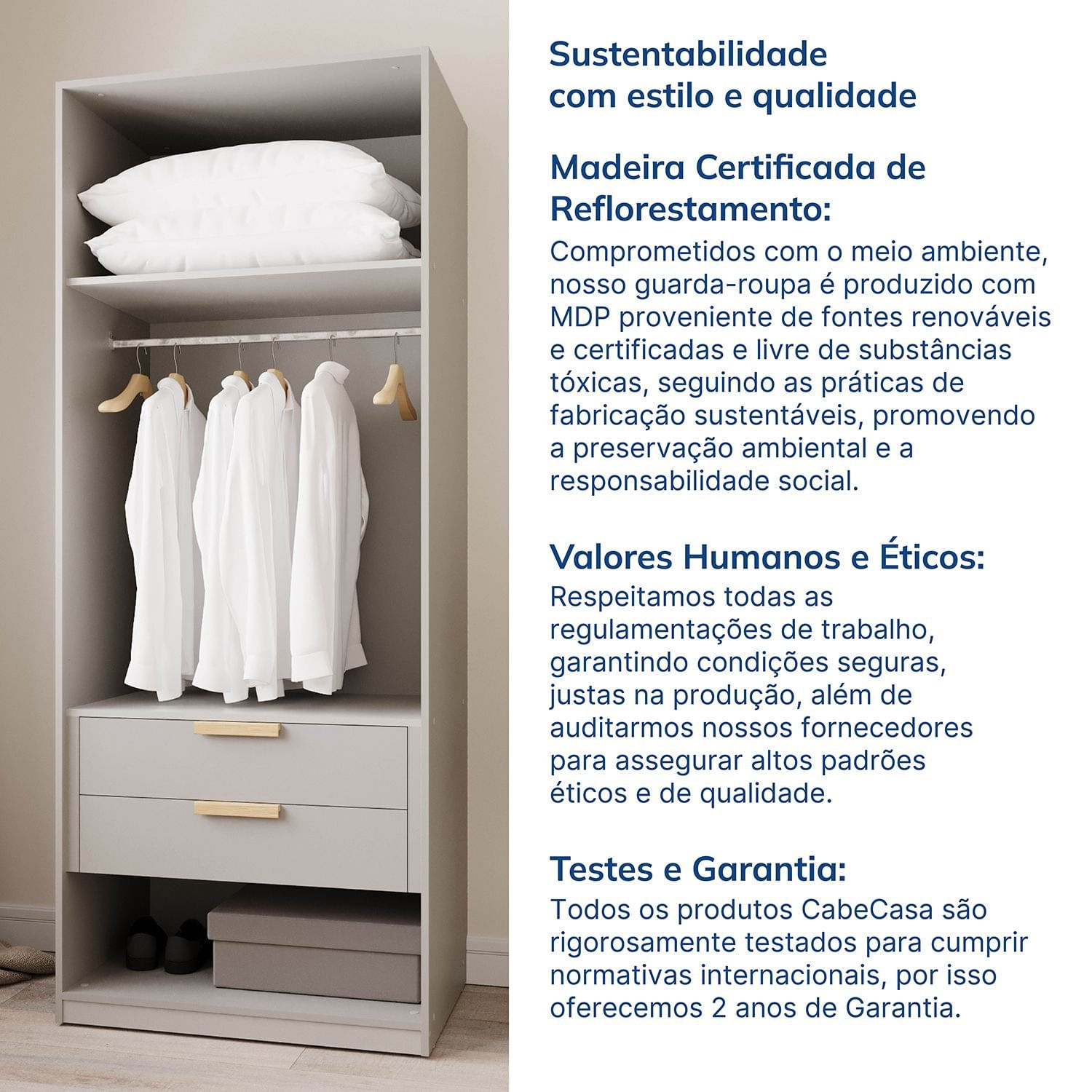 Encontraproduto.com.br - Guarda-roupa Modular 3 Peças sem Portas Jade Cabecasa Madeiramadeira Branco Fosco