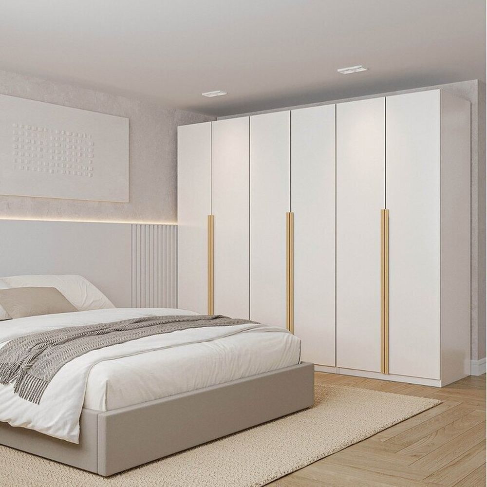 Guarda Roupa Modulado 3 Peças 6 Portas Jade Cabecasa Branco Fosco