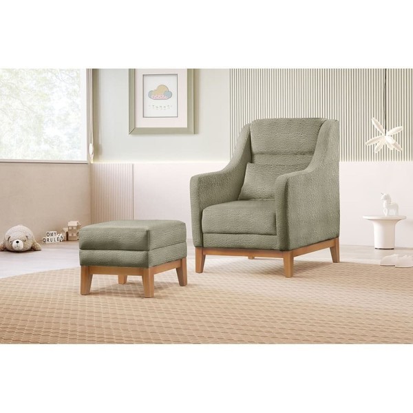 Encontraproduto.com.br - Poltrona de Amamentação com Puff Áquila Verde