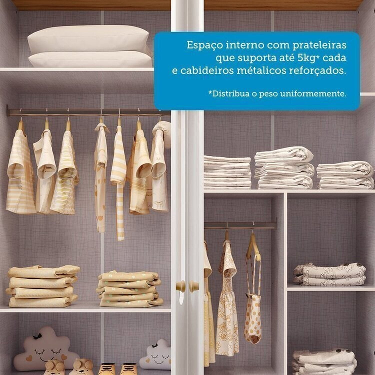 Encontraproduto.com.br - Quarto de Bebê com Guarda-roupa Cômoda e Berço com Capitonê 100% Mdf Maya Provençal Espresso Móveis Branco Brilho/Amêndoa/Branco