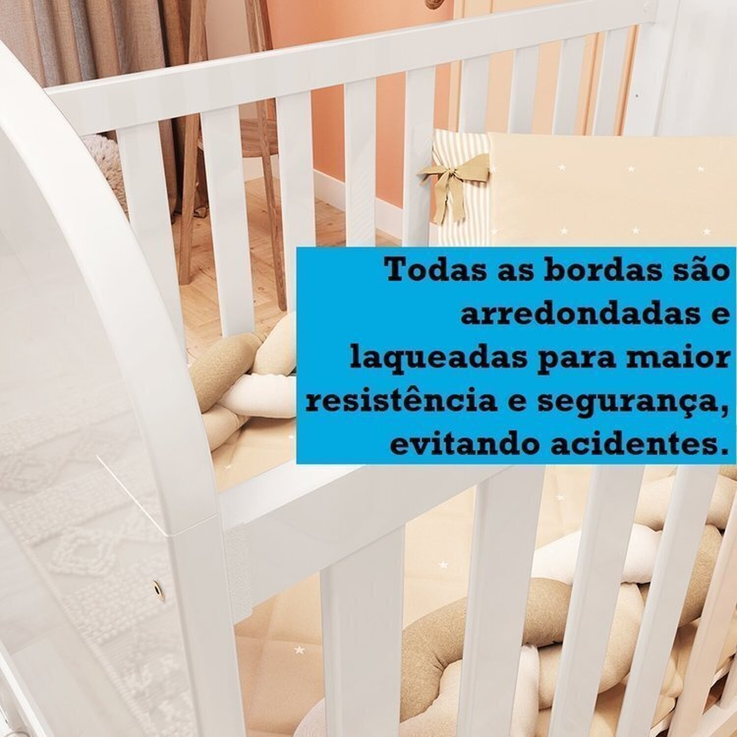 Encontraproduto.com.br - Quarto de Bebê com Berço Mini Cama e Guarda Roupa com Janela Maya Clássico Espresso Móveis Branco Brilho