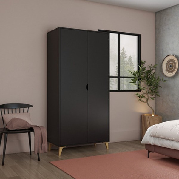 Guarda Roupa 2 Portas Com Cabide Puma Preto