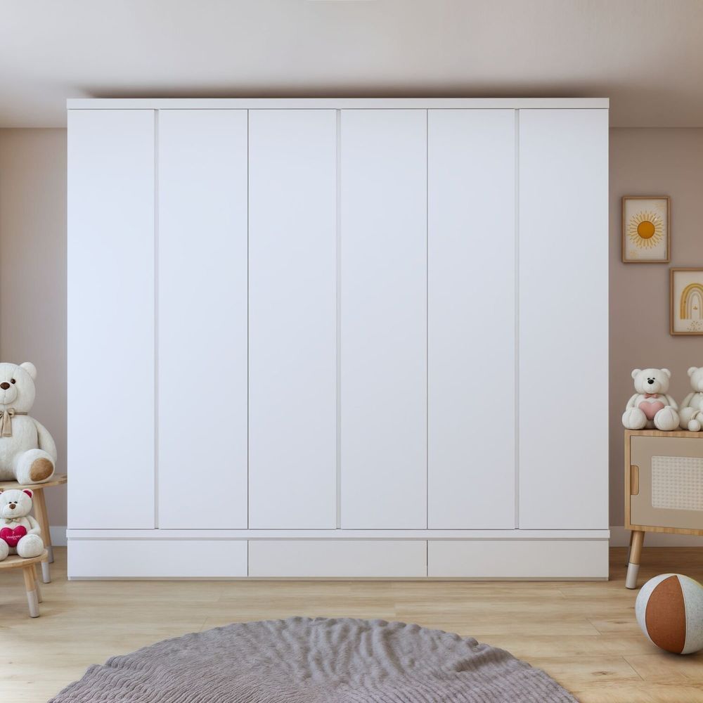Guarda Roupa Infantil 6 Portas 9 Gavetas 100% Mdf Encanto Branco