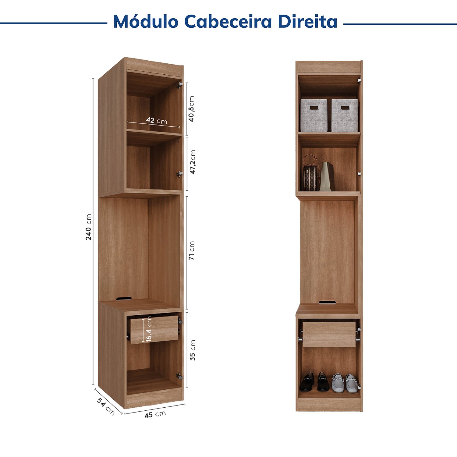 Encontraproduto.com.br - Guarda-roupa Modulado 7 Portas 4 Peças Hera Cabecasa Madeiramadeira Louro/Cinza