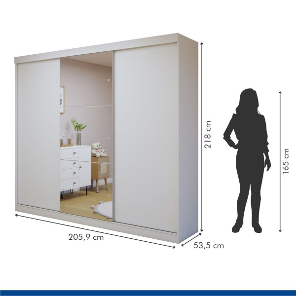 Encontraproduto.com.br - Guarda-roupa Infantil 3 Portas de Correr 4 Gavetas e 3 Espelhos Elô Branco