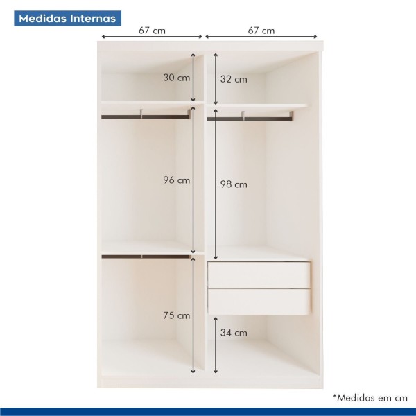 Encontraproduto.com.br - Quarto Infantil Guarda-Roupa 2 Portas Correr e Espelhos Arabella com Cômoda 1 Porta 4 Gavetas Aurora Branco