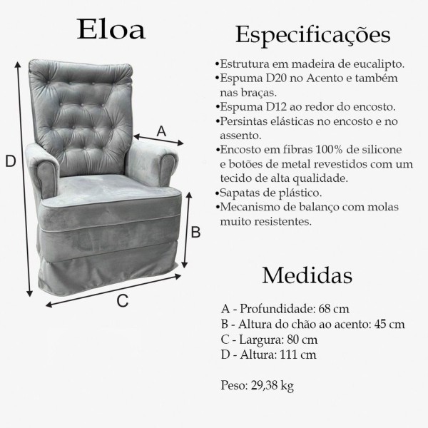 Encontraproduto.com.br - Poltrona Amamentação com Balanço Eloa Sereno