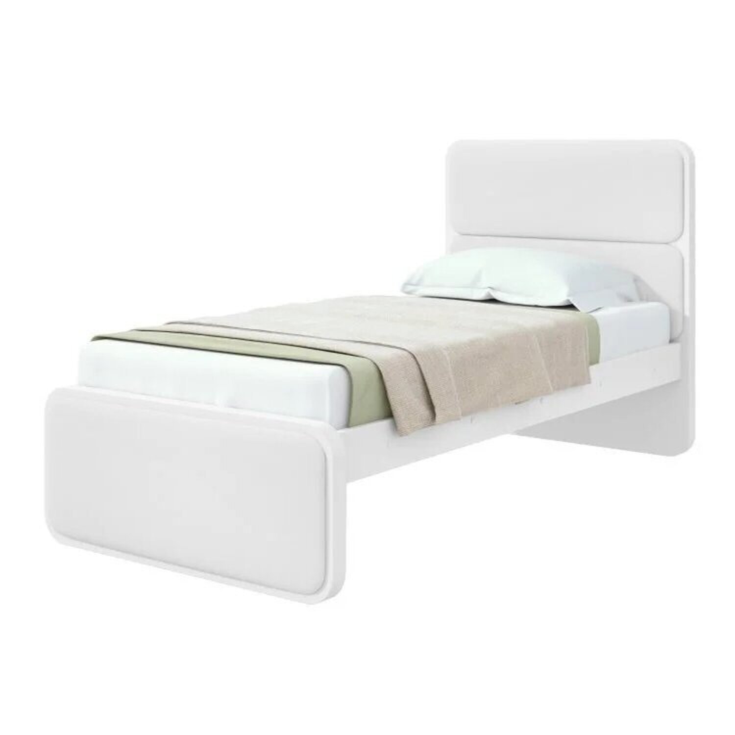 Quarto Infantil com 2 Camas Solteiro Loop Tecido Korino Branco