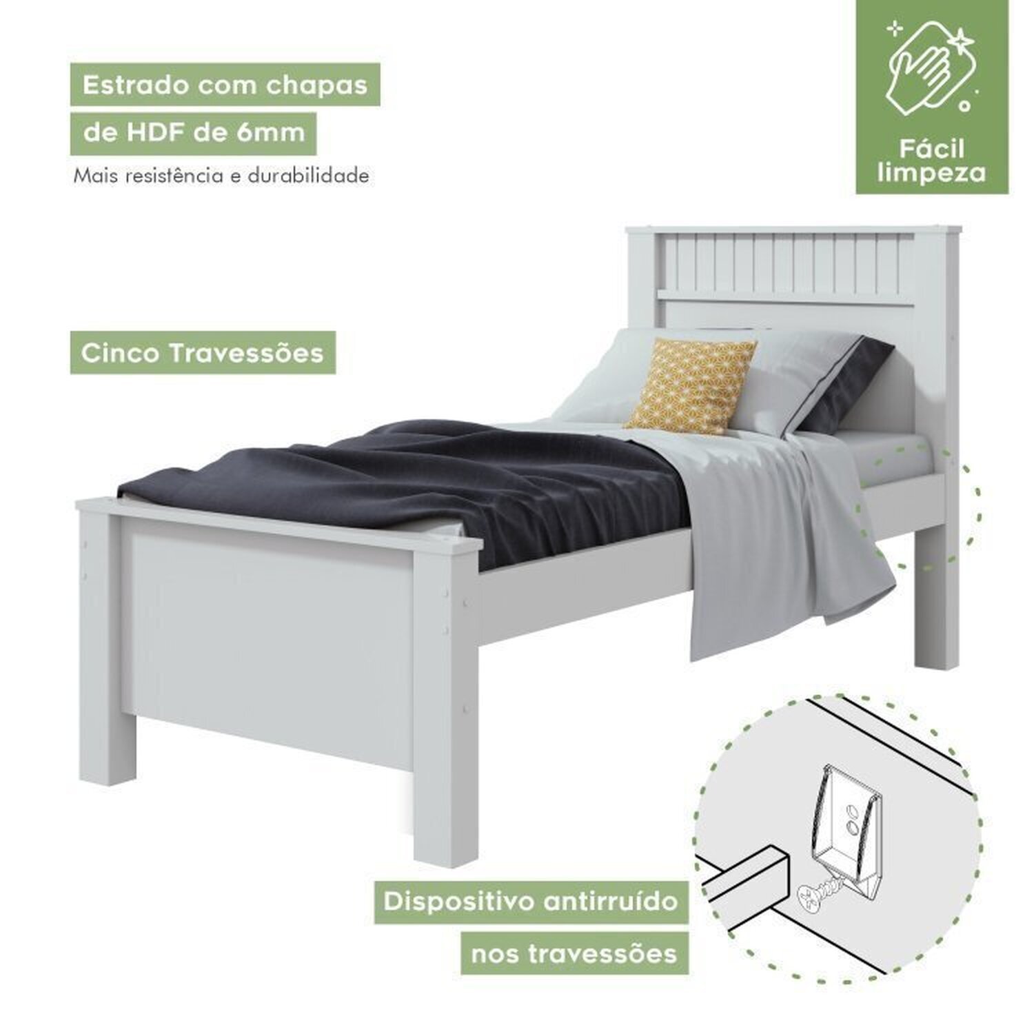 Encontraproduto.com.br - Quarto Infantil com Guarda-Roupa Solteiro 4 Portas 2 Gavetas Alonzo e Cama Solteiro Athenas Branco