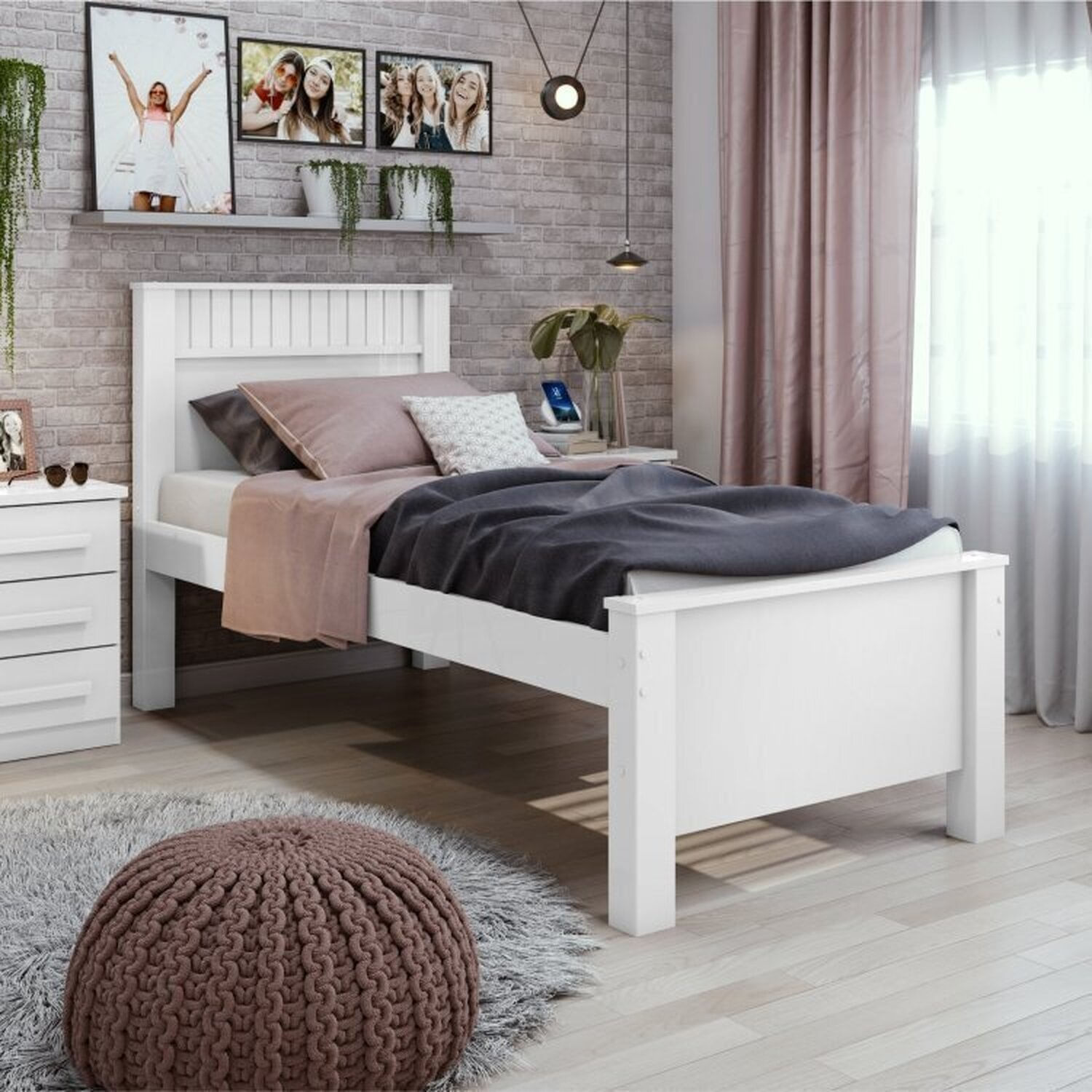 Encontraproduto.com.br - Quarto Infantil com Guarda-Roupa Solteiro 4 Portas 2 Gavetas Alonzo e Cama Solteiro Athenas Branco
