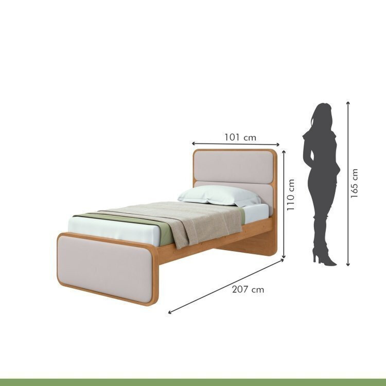 Encontraproduto.com.br - Quarto Infantil com 2 Camas Solteiro Loop Tecido Corano e Mesa de Cabeceira 2 Gavetas Loop Amêndoa Clean/Off White