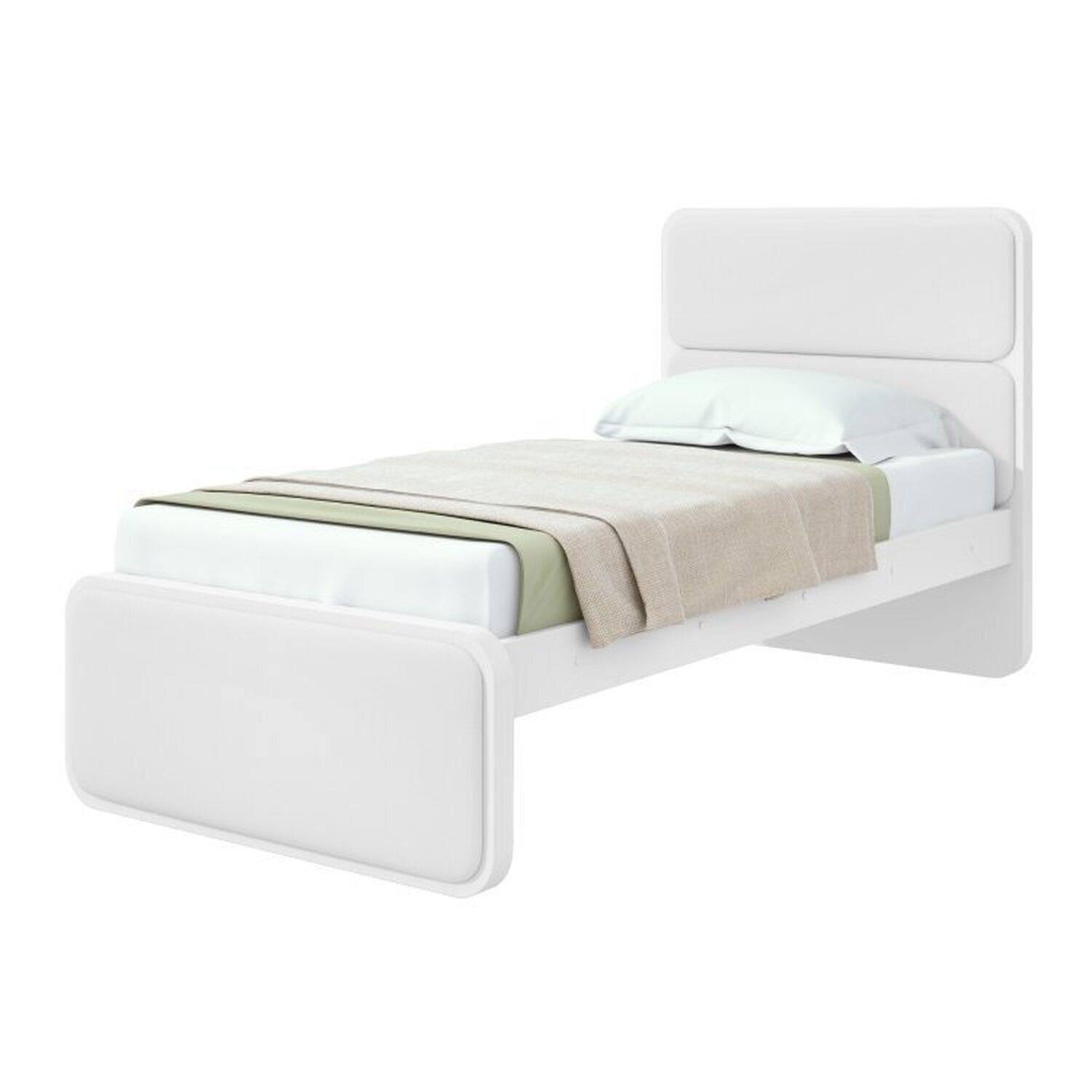 Encontraproduto.com.br - Quarto Infantil com 2 Camas de Solteiro Loop e 1 Mesa de Cabeceira Maggiore Branco