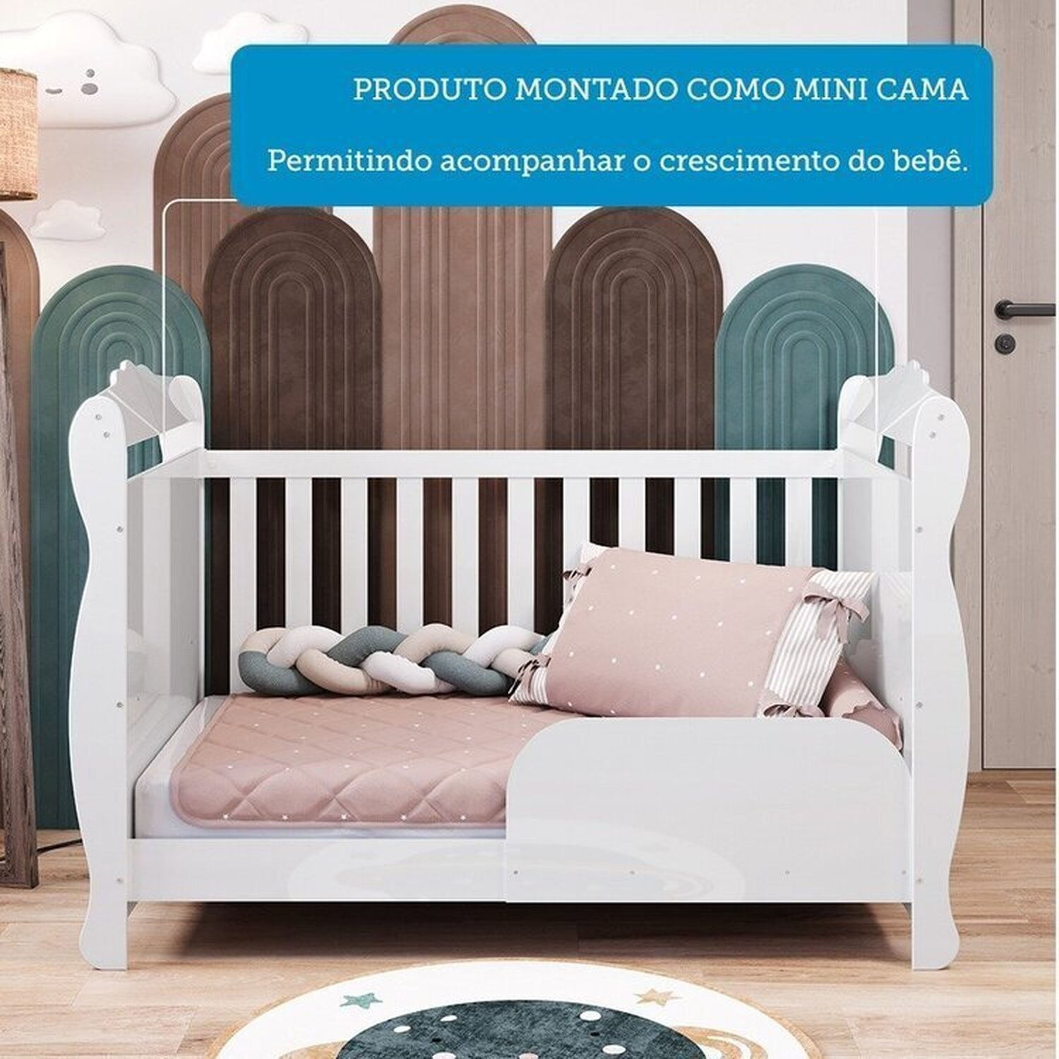 Encontraproduto.com.br - Quarto de Bebê com Guarda Roupa e Cômoda com Janelas e Berço Americano Nina 100% Mdf Espresso Móveis/ Branco Brilho