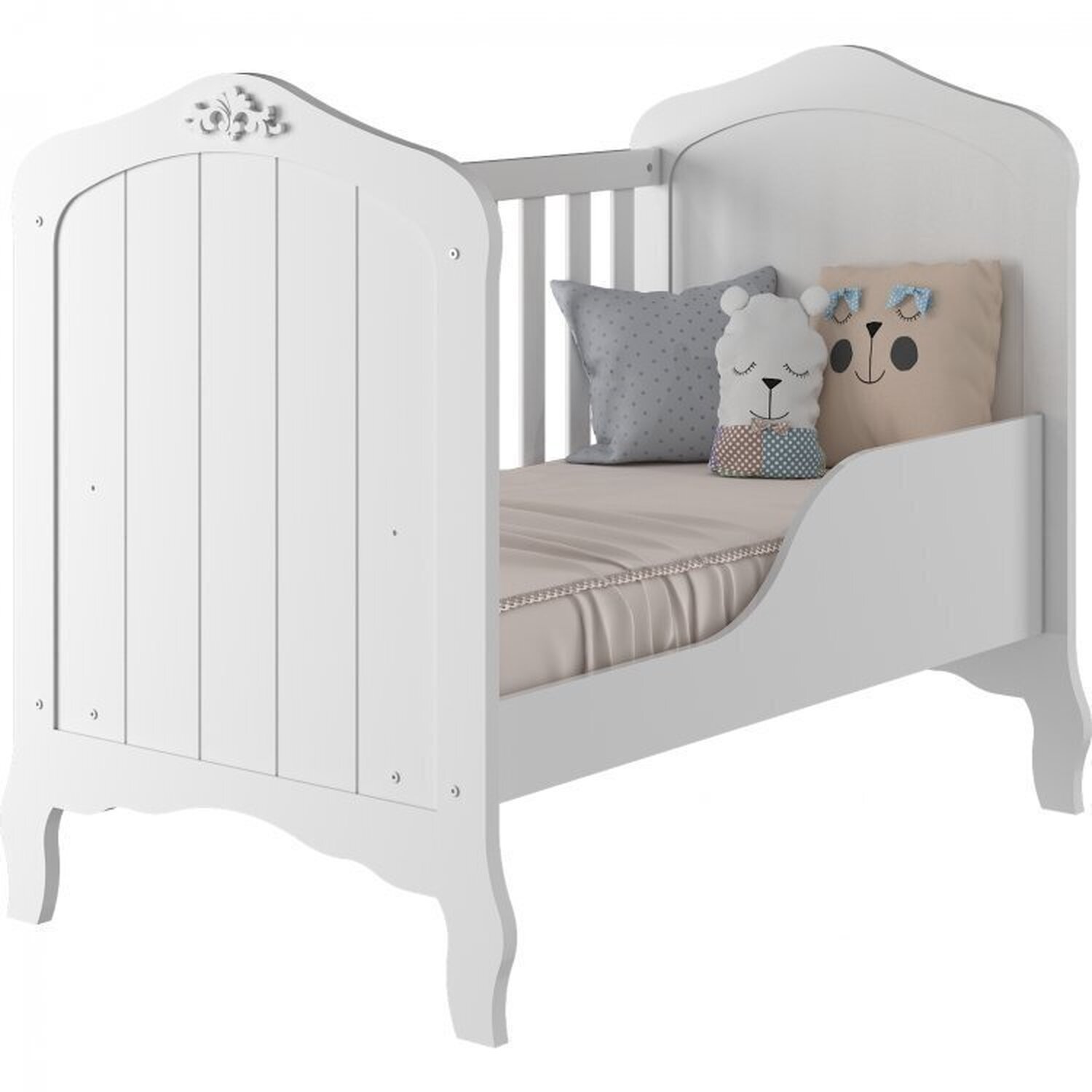 Encontraproduto.com.br - Quarto de Bebê 3 Peças com Berço e Cômoda 4 Gavetas e Guarda-roupa 4 Portas 4 Gavetas Aquarela Espre Branco