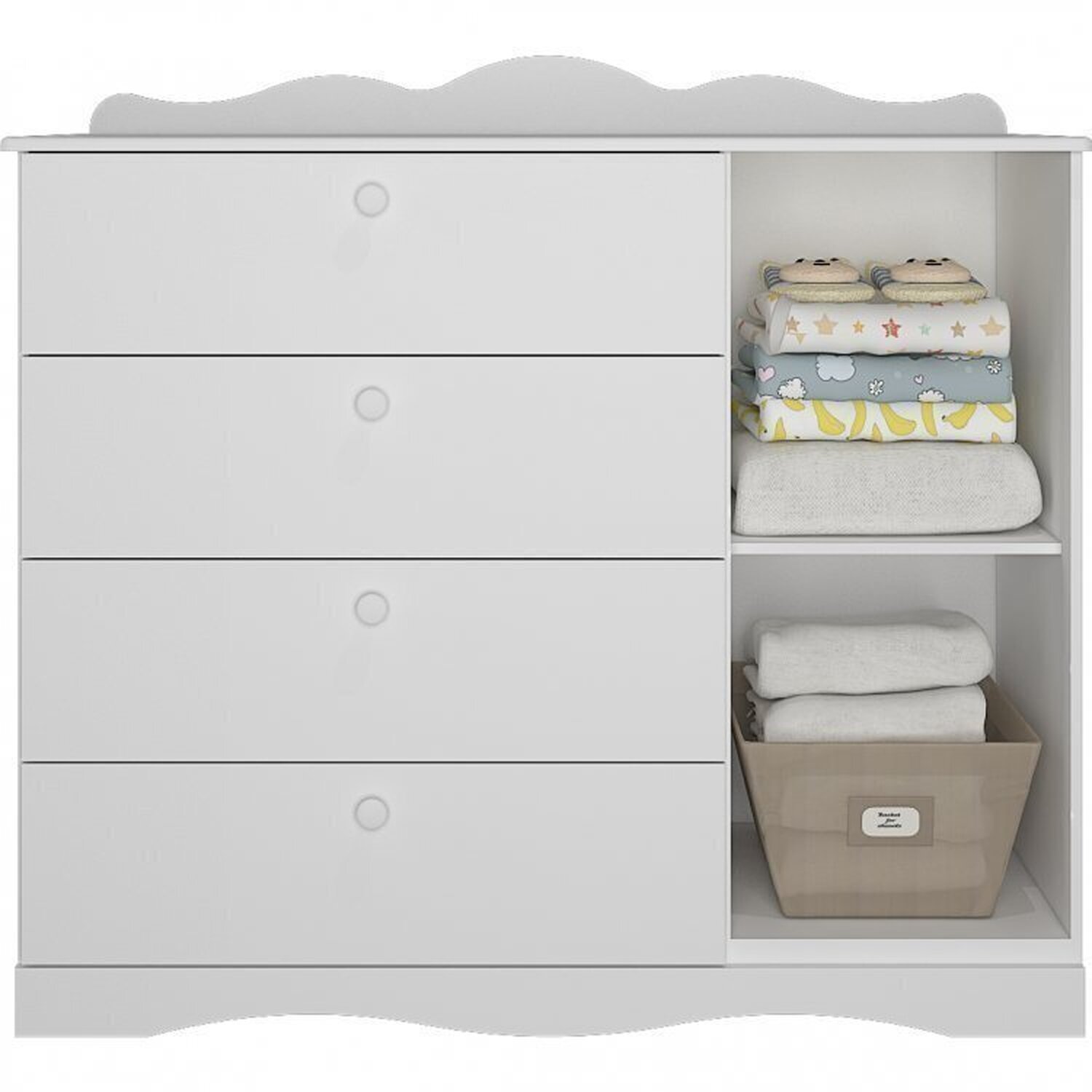 Encontraproduto.com.br - Quarto de Bebê 2 Peças com Berço Cômoda 4 Gavetas Espresso Móveis Branco