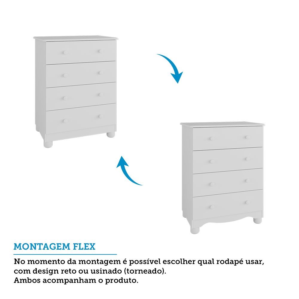 Encontraproduto.com.br - Quarto de Bebê com Cômoda 4 Gavetase Berço Americano Nina 100% Mdf Espresso Móveis Branco Brilho
