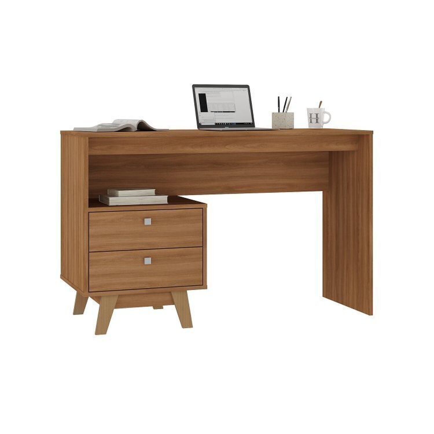 Encontraproduto.com.br - Quarto Juvenil completo Zest com Beliche e Escrivaninha 2 Gavetas Nogal
