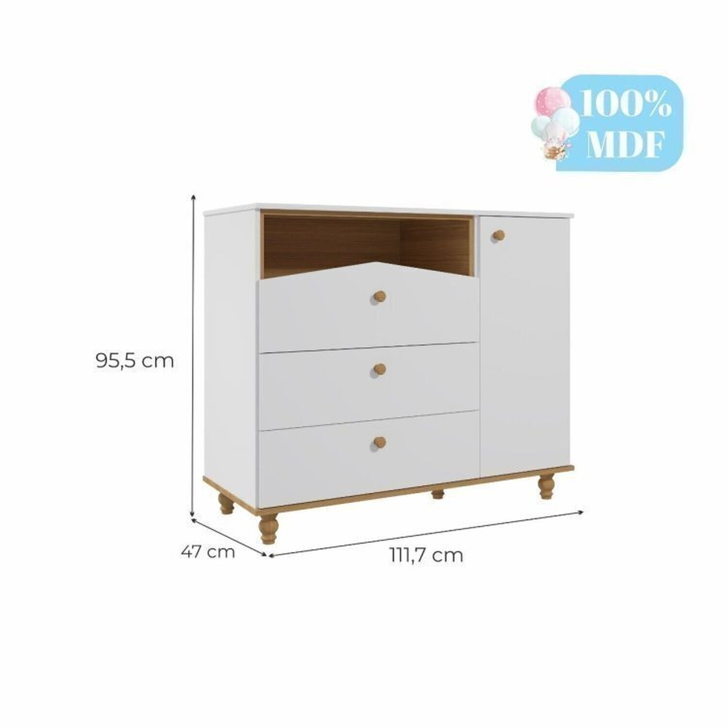 Encontraproduto.com.br - Quarto de Bebê Berço e Cômoda 3 Gavetas 1 Porta e Guarda-Roupa 4 Portas 4 Gavetas Happy Espresso Móveis Branco