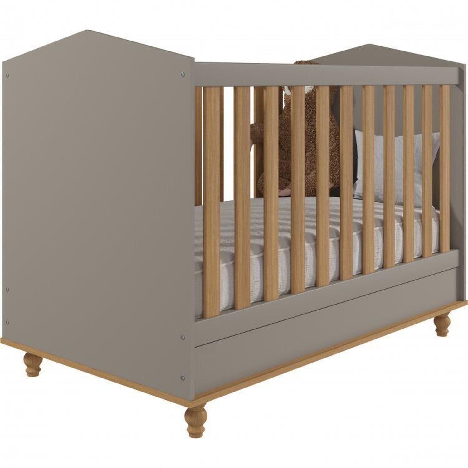 Encontraproduto.com.br - Quarto de Bebê Berço e Cômoda 3 Gavetas e Guarda-Roupa 4 Portas 4 Gavetas Happy Espresso Móveis Fendi/Nature