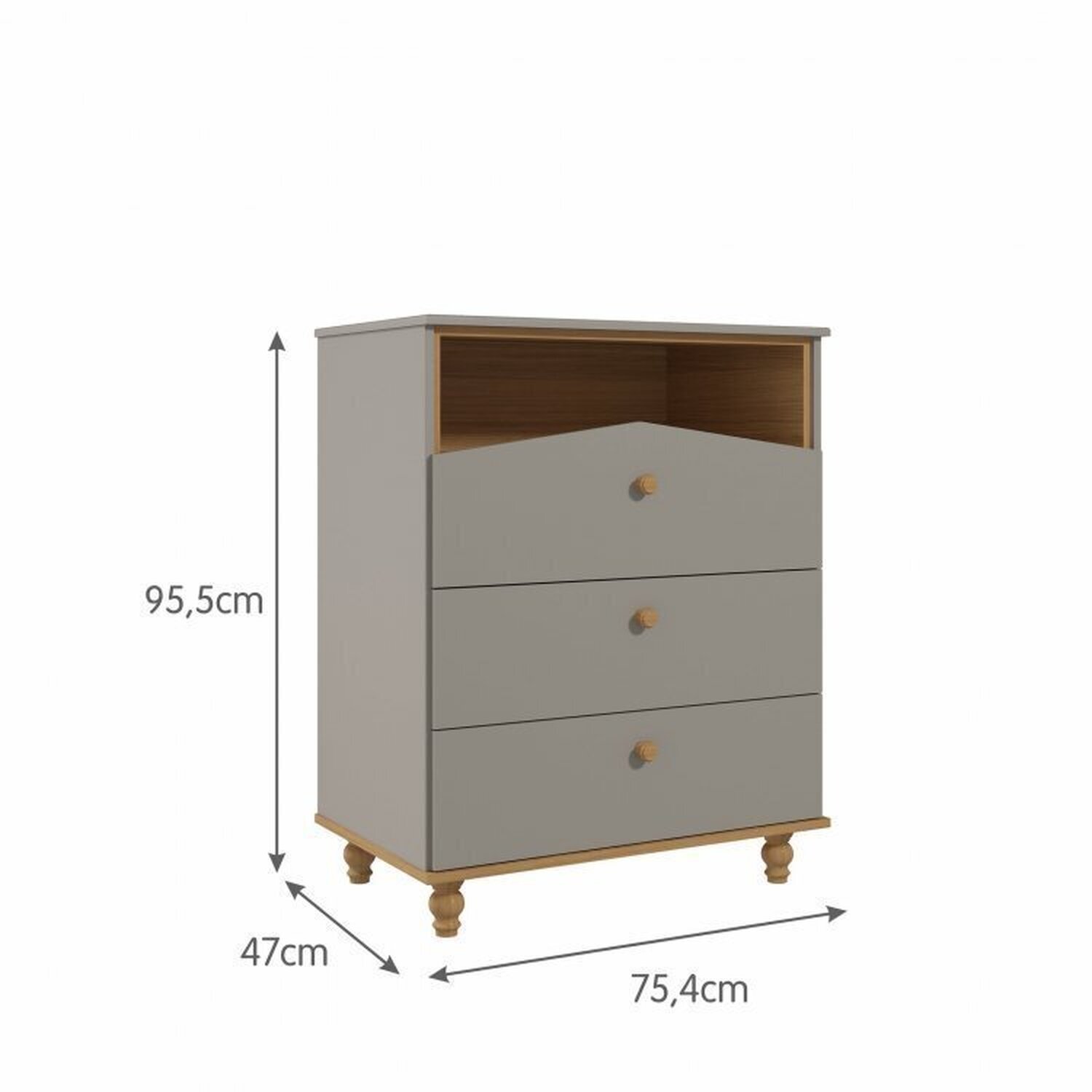 Encontraproduto.com.br - Quarto de Bebê Berço e Cômoda 3 Gavetas e Guarda-Roupa 4 Portas 4 Gavetas Happy Espresso Móveis Fendi/Nature