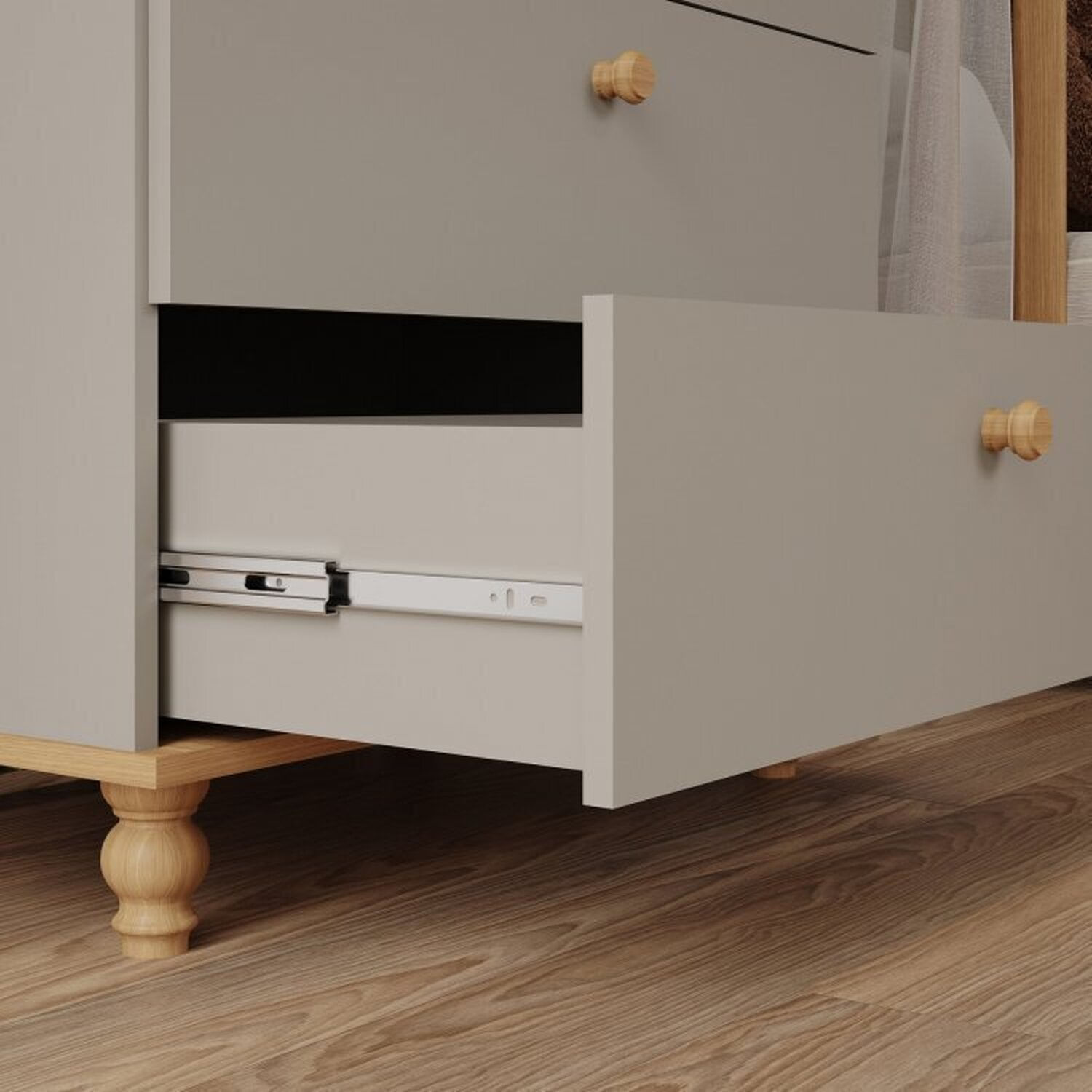 Encontraproduto.com.br - Quarto de Bebê Berço e Cômoda 3 Gavetas e Guarda-Roupa 4 Portas 4 Gavetas Happy Espresso Móveis Fendi/Nature