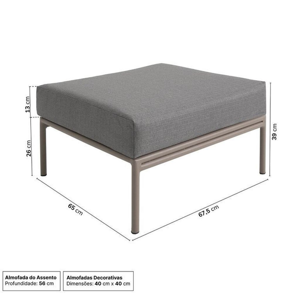 Encontraproduto.com.br - Conjunto Jardim E Varanda 1 Chaise 1 Sofá 1 Puff 1 Mesa Lateral Refúgio Cabecasa Champanhe Cinza