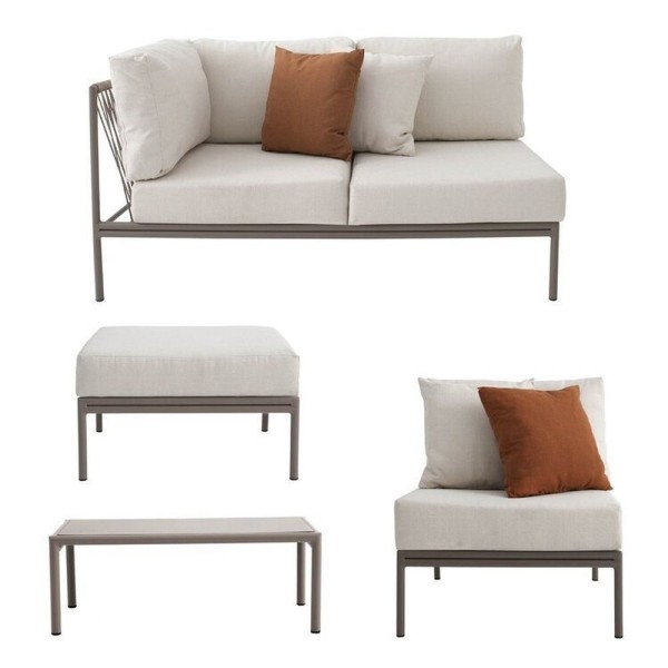 Conjunto Jardim E Varanda 1 Chaise 1 Sofá 1 Puff 1 Mesa Lateral Refúgio Cabecasa Champanhe quaker Areia