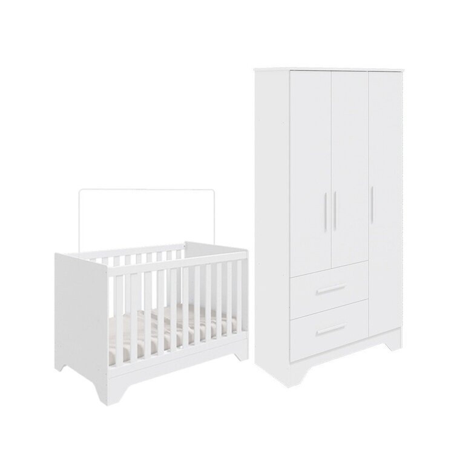Encontraproduto.com.br - Quarto de Bebê com Guarda-roupa e Berço Minicama 100% Mdf Liam Espresso Móveis Branco Brilho