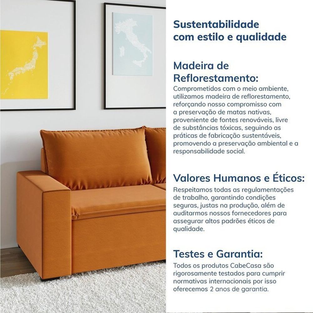Encontraproduto.com.br - Sofá Modular 1 Módulo Direito 1 Módulo Central 1 Módulo Esquerdo Zen Cabecasa Madeiramadeira Mostarda