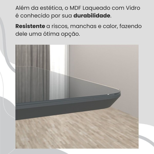 Encontraproduto.com.br - Conjunto Sala De Jantar Mesa 160x90cm Base Pérola Tampo Mdf Laca Com Vidro Napoli Creme - Preto