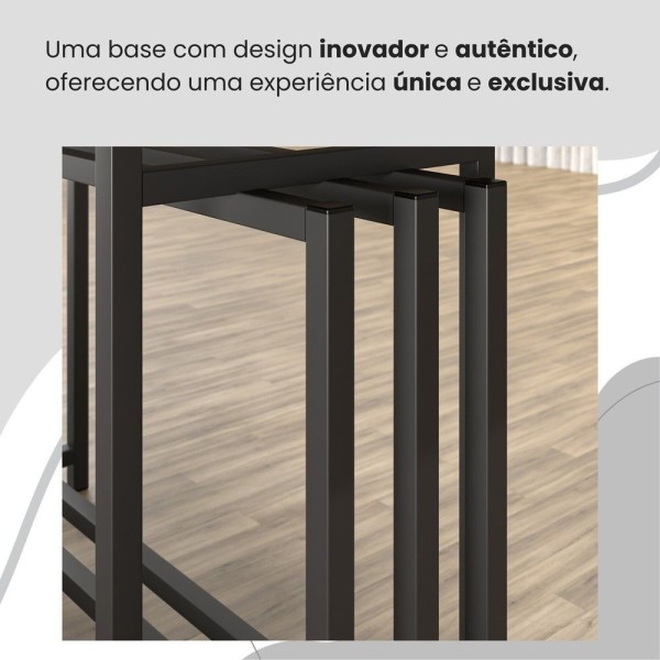 Encontraproduto.com.br - Conjunto Sala De Jantar Mesa 160x90cm Base Pérola Tampo Mdf Laca Com Vidro Napoli Creme - Preto