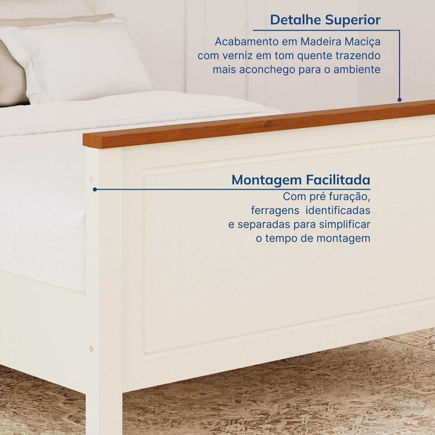 Encontraproduto.com.br - Conjunto Dormitório 1 Cama Solteiro 1 Mesa De Cabeceira Ananda Cabecasa Madeiramadeira Imbuia Off Whitewhite