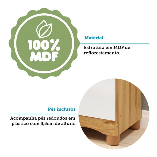 Encontraproduto.com.br - Quarto de Bebê Guarda-roupa 3 Portas com Janelas e Berço Minicama 100% Mdf Aurora Espresso Móveis Branco Brilho/Amêndoa