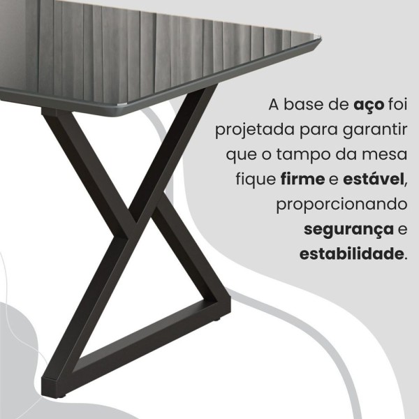 Encontraproduto.com.br - Conjunto Sala De Jantar Mesa 120x90cm Base Império Tampo Mdf Laca Com Vidro Florença Creme Preto